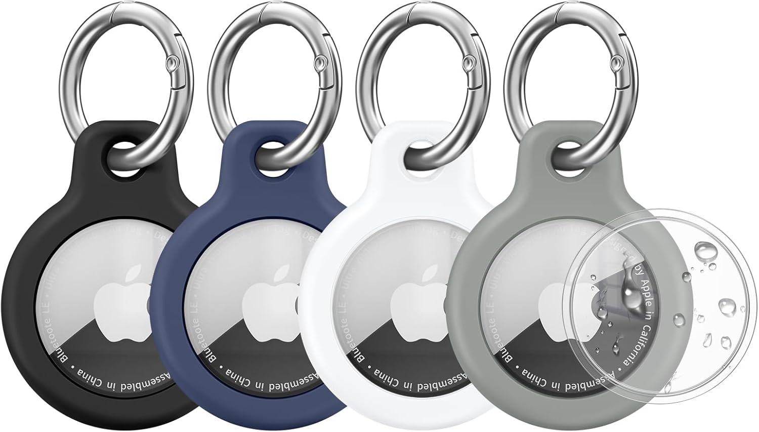 4 Pack Airtag Holders for Apple Airtag 2021, Leonids Shockproof & Waterproof TPU Airtag Holders with Anti-Lost Keychain for Dog/Cat Collar, Luaggage, Bags, Keys (Blue+Pink+Mint Green+Purple)