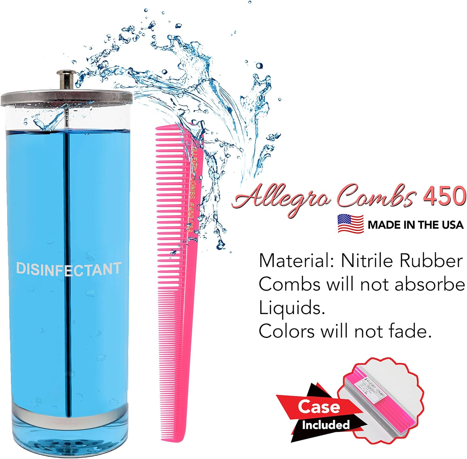 Allegro Combs 450 Tapered Hair Combs Barber Combs Hair Cutting Combs Hairstylist Combs Women'S Combs Men'S Pocket Combs 12 Pcs. (NEON PINK) image number 4