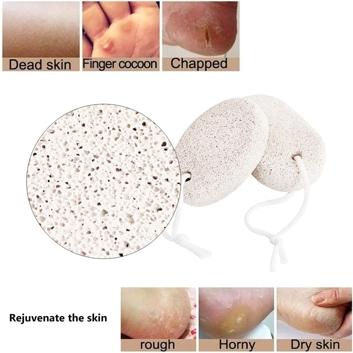 6 Pack Natural Foot Pumice Stone for Feet,Lava Pedicure Tools Hard Skin Callus Remover for Feet and Hands,Foot Exfoliator,Foot Scrubber,Foot File,Remove Dead Skin and Calluses image number 4