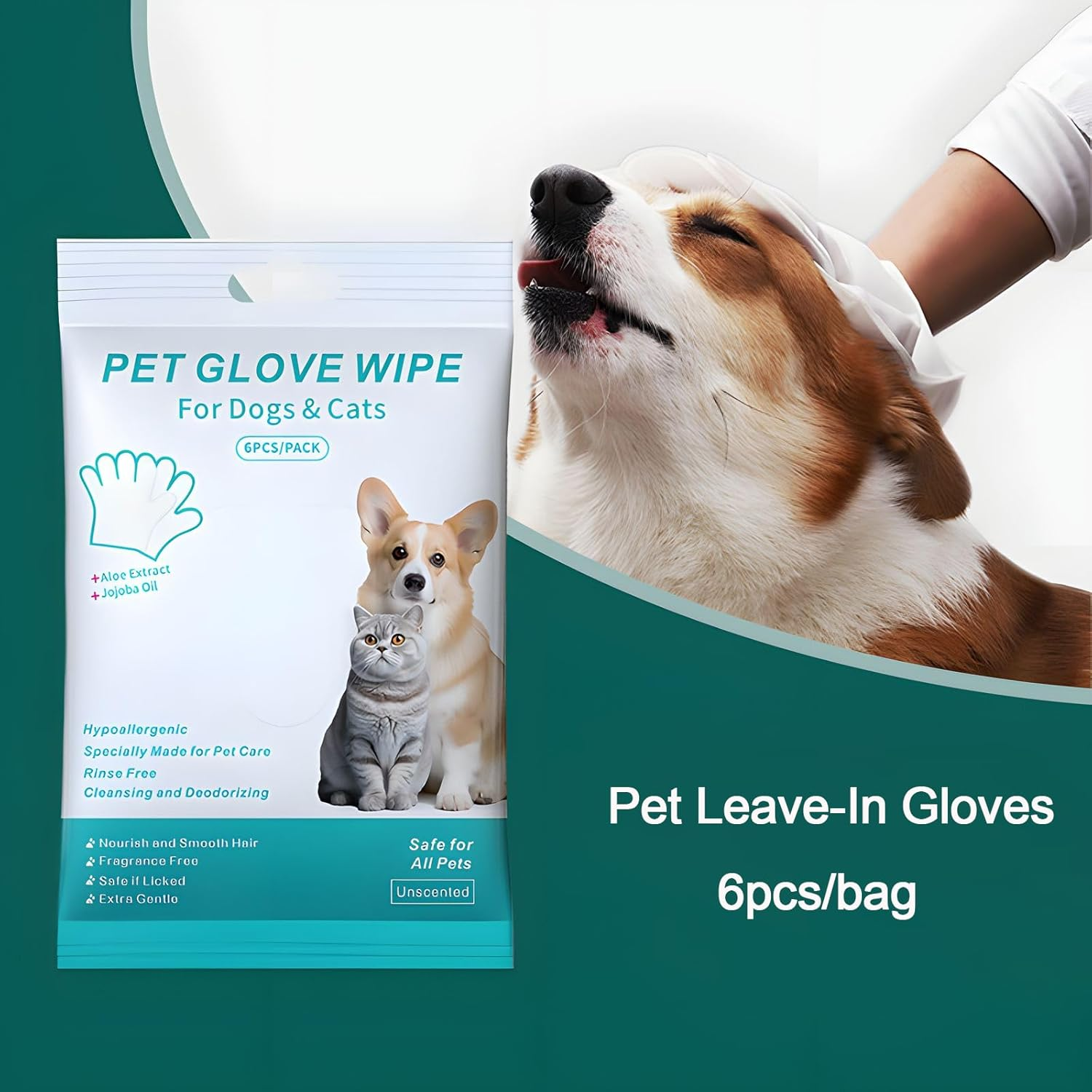 12Pcs Pet Wipes Gloves with Easy & Effective Cleaning, Pet Disposable Wipes with Deep Cleansing &Nourishing Hair, Safe for Pets image number 4