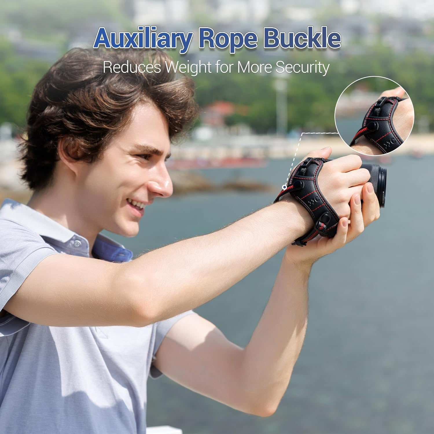 Camera Hand Wrist Grip Strap with Arca Quick Release Plate for Canon EOS R50 R50 V R100 R7 R10 M50 Mark II for Fuji GFX 100 II Coolpix P1100 Lumix S5IIX S9 & More Camera with Small Strap Lugs - Black image number 2