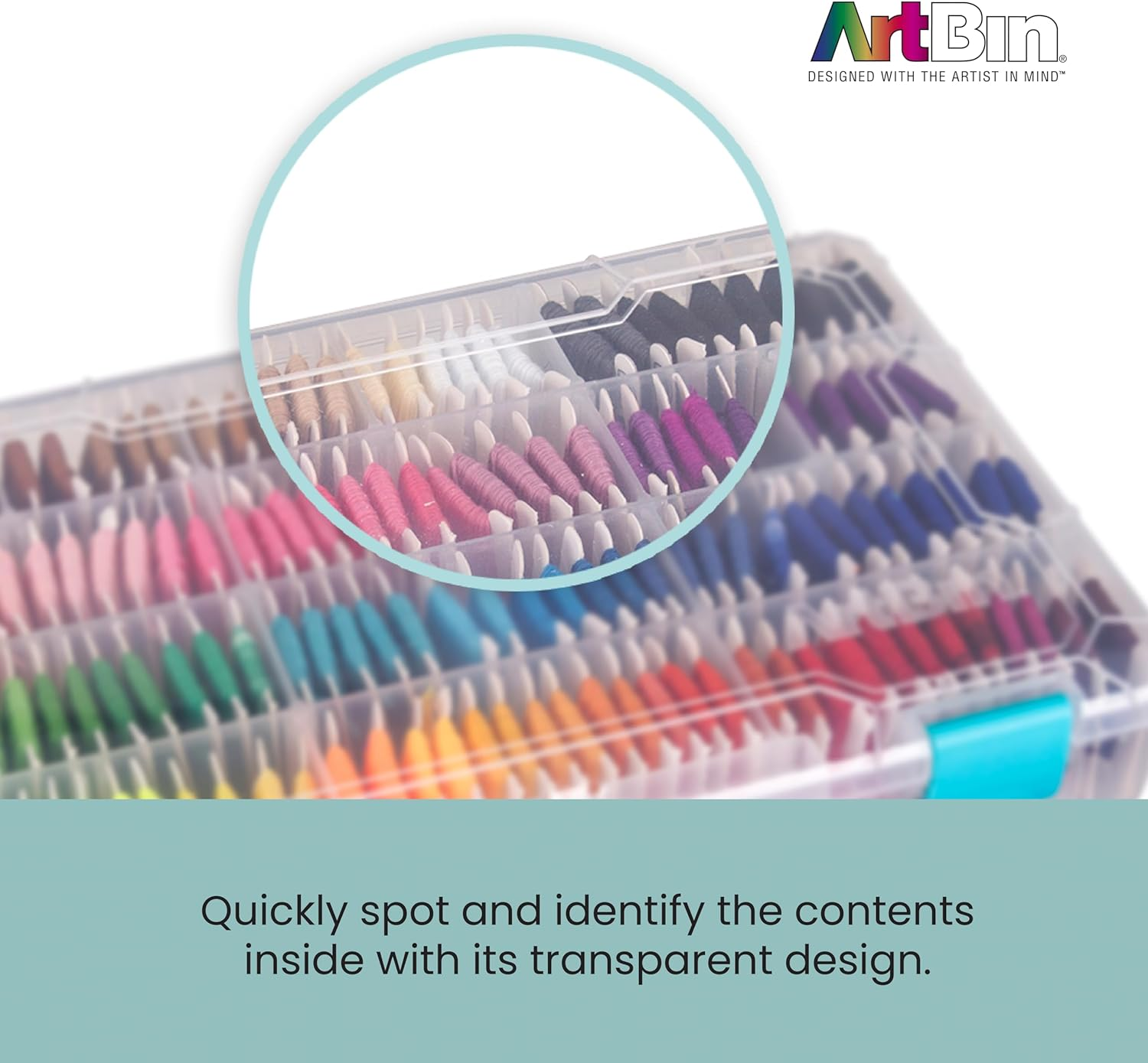 Artbin Floss Finder with Dividers10.75 7.375-Inch X 1.75-Inch Translucent, Acrylic, Multicoloured, 1.65 X 10.65 X 6.9 Cm image number 5