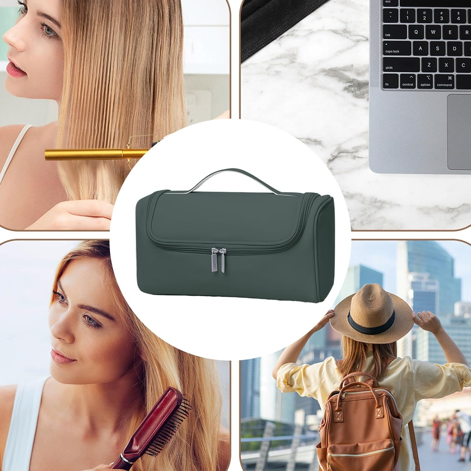 Yztju Hair Dryer Travel Bag, Hairdryer Case, Hairdressing Tool Travel Bag - Portable Travel Organiser, Dustproof, Lightweight Storage Bag for Hair Dryer and Accessories, Green, Siehe Beschreibung, See image number 4