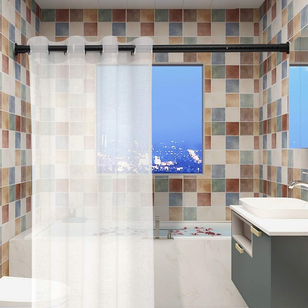 Homease Tension Shower Curtain Rods 82.7-102.4 Inch Room Divider Never Rust Adjustable Spring Rods for Window Bathroom Balcony Storeroom Laundry Non-Slip No Drilling Easy to Install Black Matte image number 2