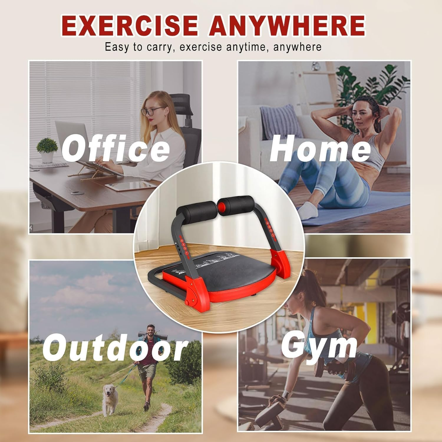 Ab Machine, Sit up Exercise Equipment for Ab Workout, Equipment with 4 Adjustable Resistance, for Stomach Workout with 330 LBS Weight Capacity, Adjustable Ab Trainer Machine for Home Gym image number 1