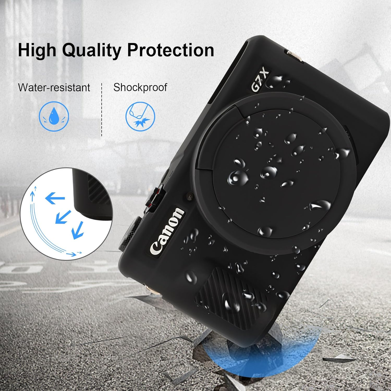 Canboc Protective Case for Canon Powershot G7X Mark II Digital Camera, G7 X Mark II Soft Silicone Cover with Removable Lens Cover, Black (Case Only) - Pink image number 6