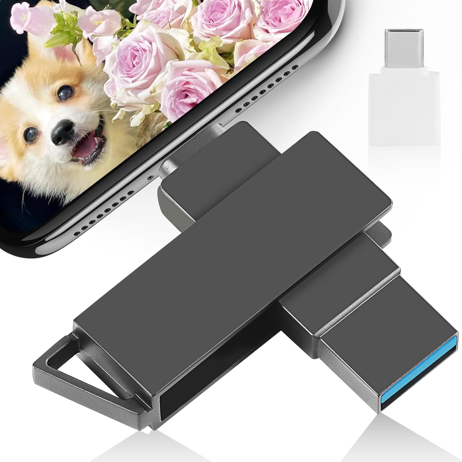 Iphone Flash Drive,3 in 1 USB 3.0 Flash Drive,Iphone Photo Stick,256Gb USB Memory Stick Iphone Thumb Drive USB Drive Data Storage for Iphone 16/15/14/13/12/11/X/Xs.../Pc/Ipad and More Devices(Black) image number 2