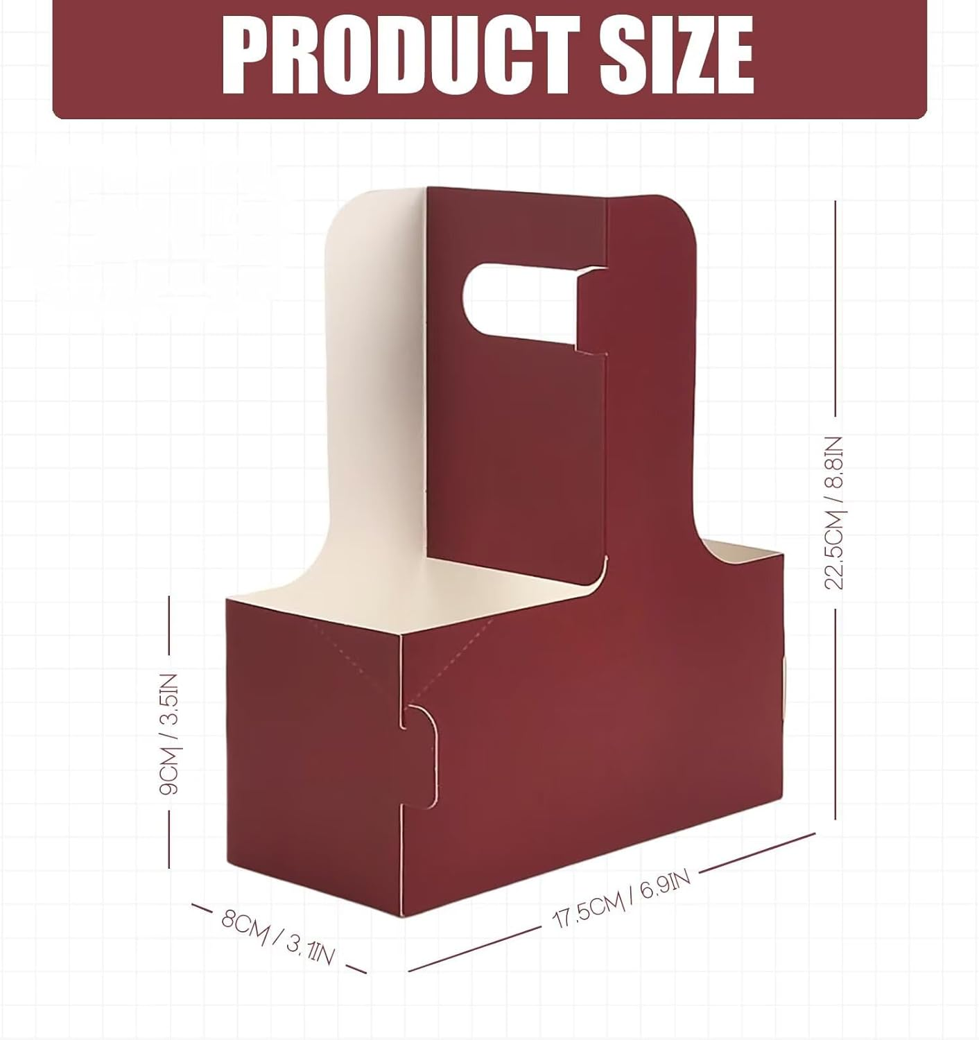 2Cup Cardboard Cup Holder, Disposable Drink Carrier for Delivery with Handle, Coffee and Drinks Take Out Cup Carrier. (Red，15Pcs) image number 2