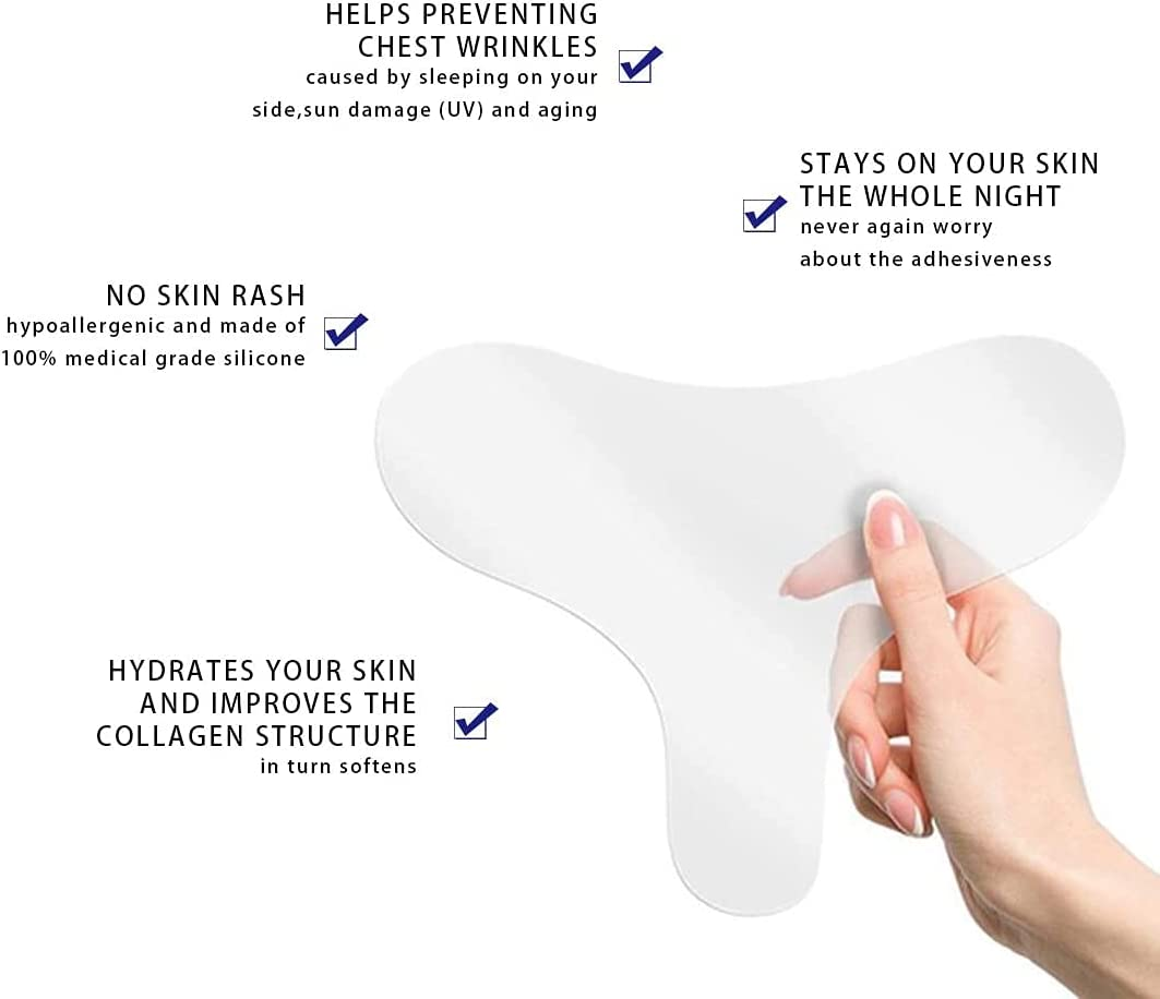 Decollete Pad for Chest Wrinkles - Set of 2 D&eacute;collet&eacute; Pads for Chest and Neck Wrinkles Prevention - Reusable Medical Grade Overnight anti Wrinkle Patches