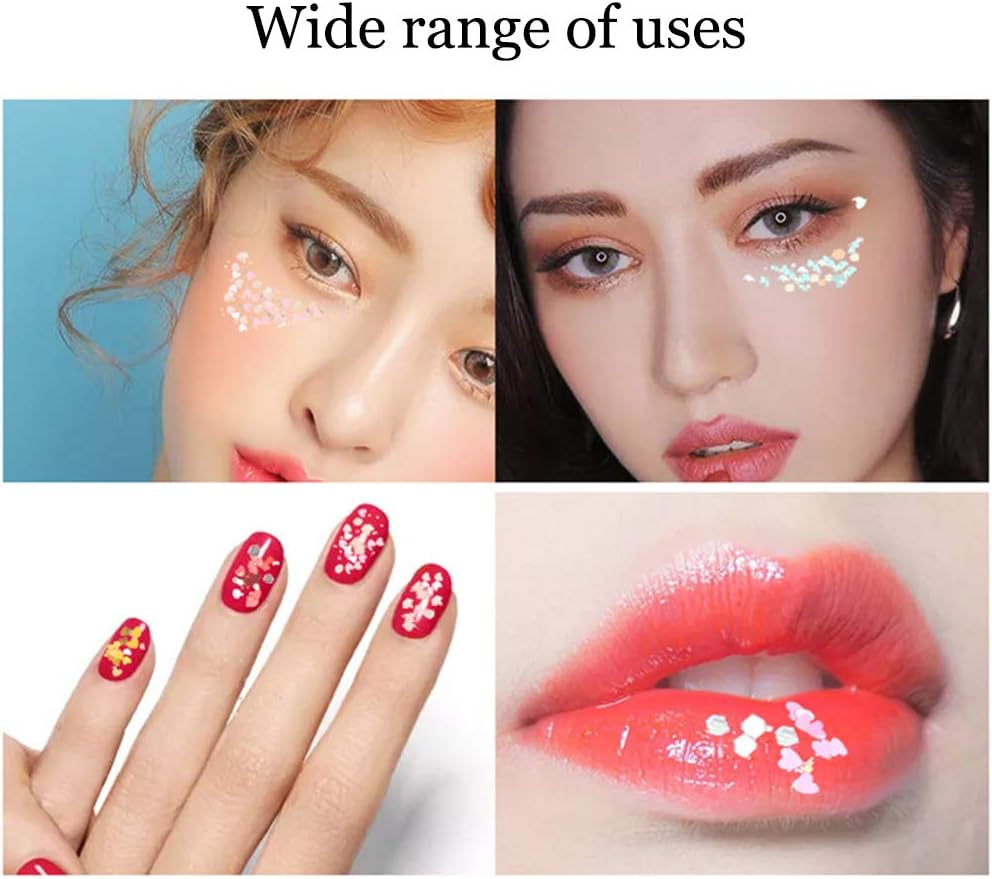 YOFASEN Pack of 6 Chunky Glitter Face Glitter - Nail Art Accessories Glitter Crafts Sequins Mixed Set Cheeks Lips Makeup DIY Decor Sequins, Blue 1 image number 3