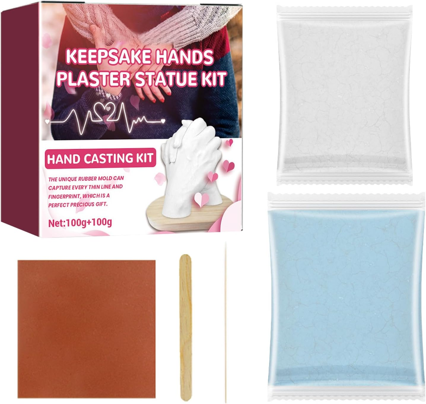 Hand Moulding Kit - Plaster Carving Sensitizer Set | Printing Kit with Fine Details Powder Base Casting for Couples Husband Wife Grandma P image number 2