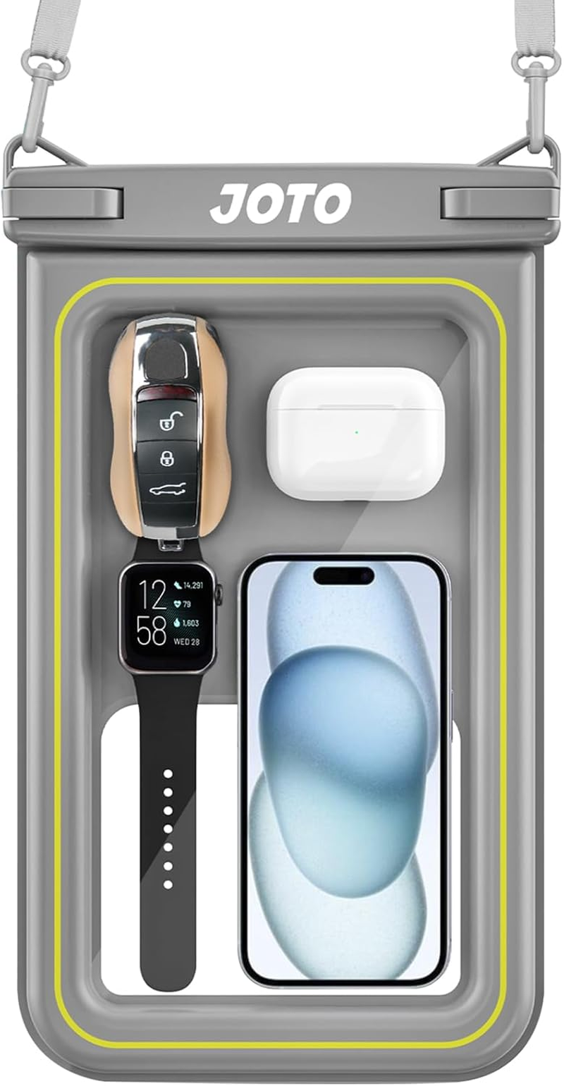 JOTO IP68 Large Waterproof Floating Phone Pouch, Float Dry Bag Cellphone Holder Case for Iphone 17 16 15 14 13 12 11 Air Pro Max Galaxy S24 S23 Ultra S22 S21 Wallet for Cash Card Watch -Black