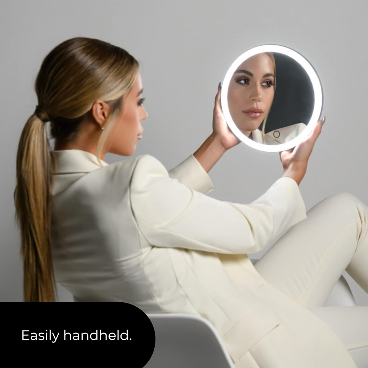 Ilios Lighting Cordless Bright LED Makeup Mirror with Lights and 5X Magnified Mirror with Long-Lasting Rechargeable Battery Perfect for Vanity (5X) image number 3