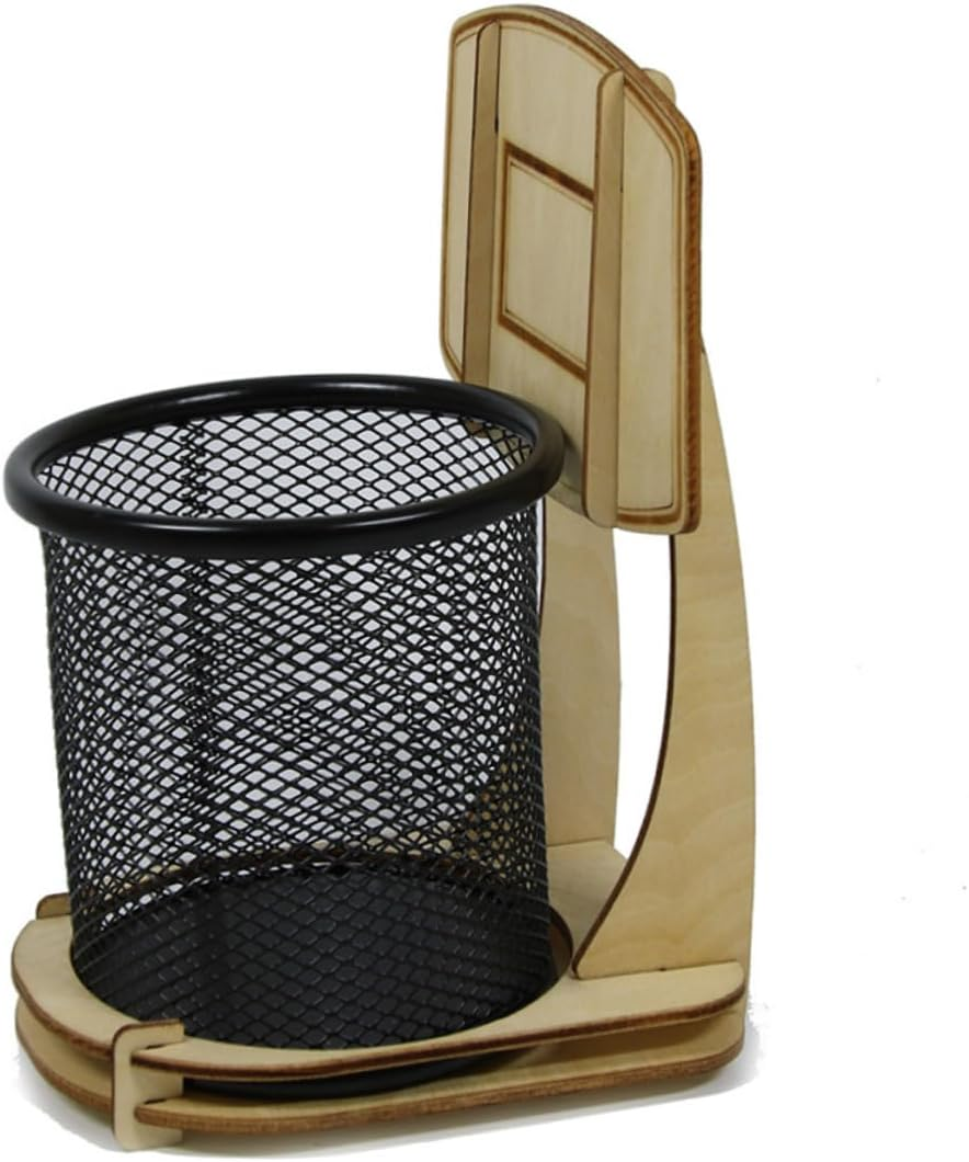 Gogogmee Wooden Basketball Pen Stand Pencil Box DIY Storage Case Detachable Organizer Desk Accessory School Supplies