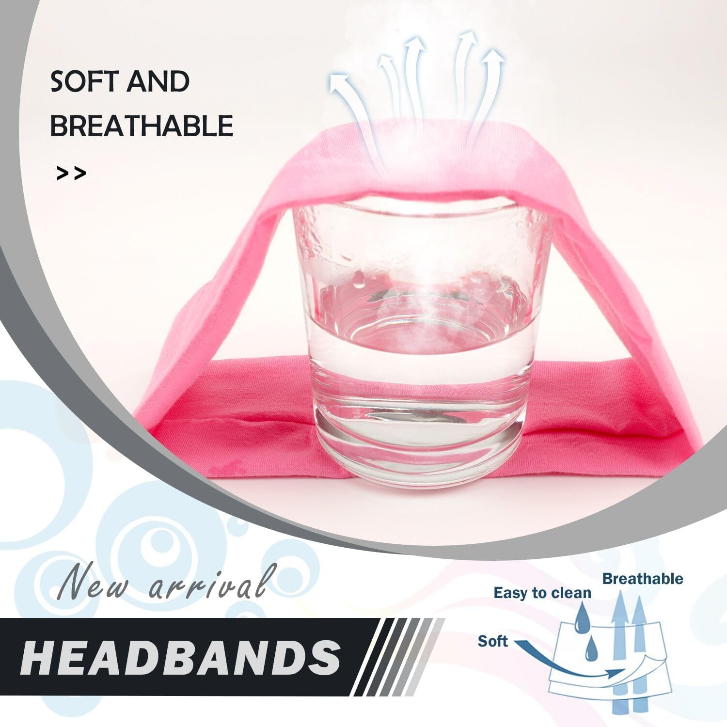 9Pcs Headbands for Women & Men, Non Slip Sweat Band Fashion Elastic Head Bands for Women'S Hair, Soft Hair Bands Cotton Cloth Stretchy Headband for Daily Workout Yoga Running Sports - 9Colors-1 image number 4