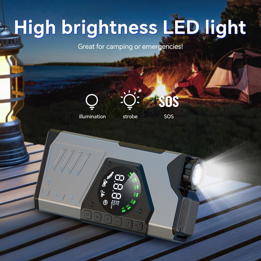 Jump Starter, 3000A Car Battery Jump Starter with Air Compressor, 12V Jump Box with Smart Jumper, Power Pack Portable Battery Jumper Starter with LED Display image number 5