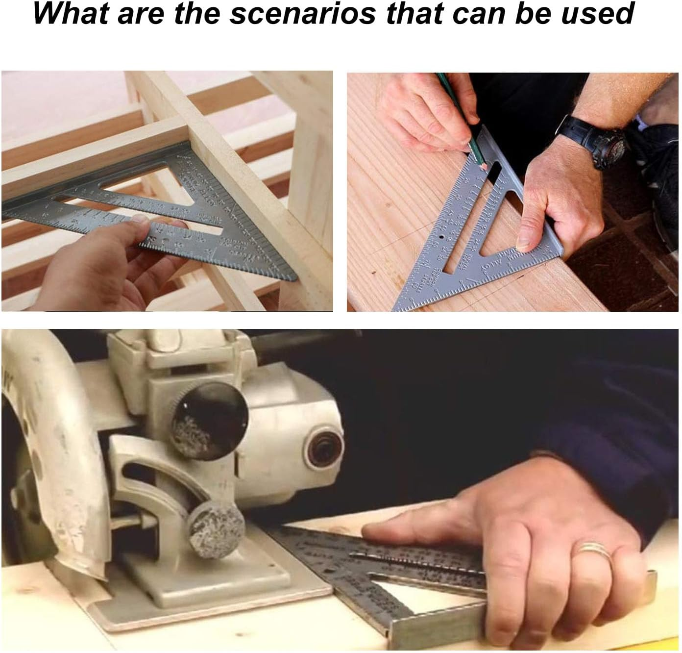 7" Triangle Ruler Protractor Measuring Tool, Aluminum Square Carpenter Layout Angle Ruler Tool for Woodworking and Carpentry image number 4