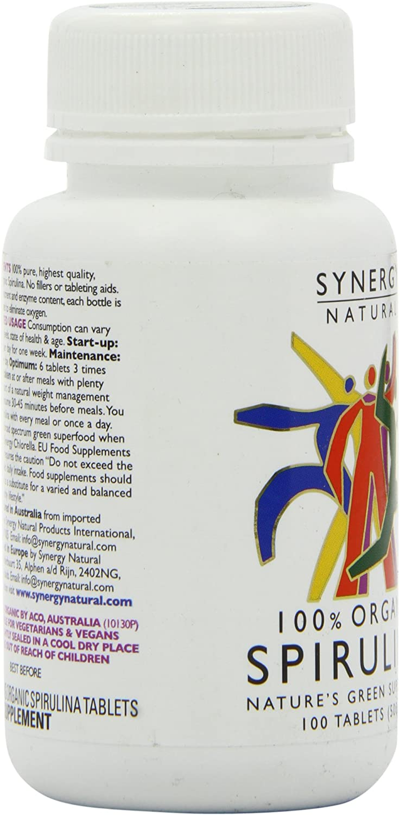 Synergy Natural Organic Spirulina 100 Tablets 500Mg image number 1