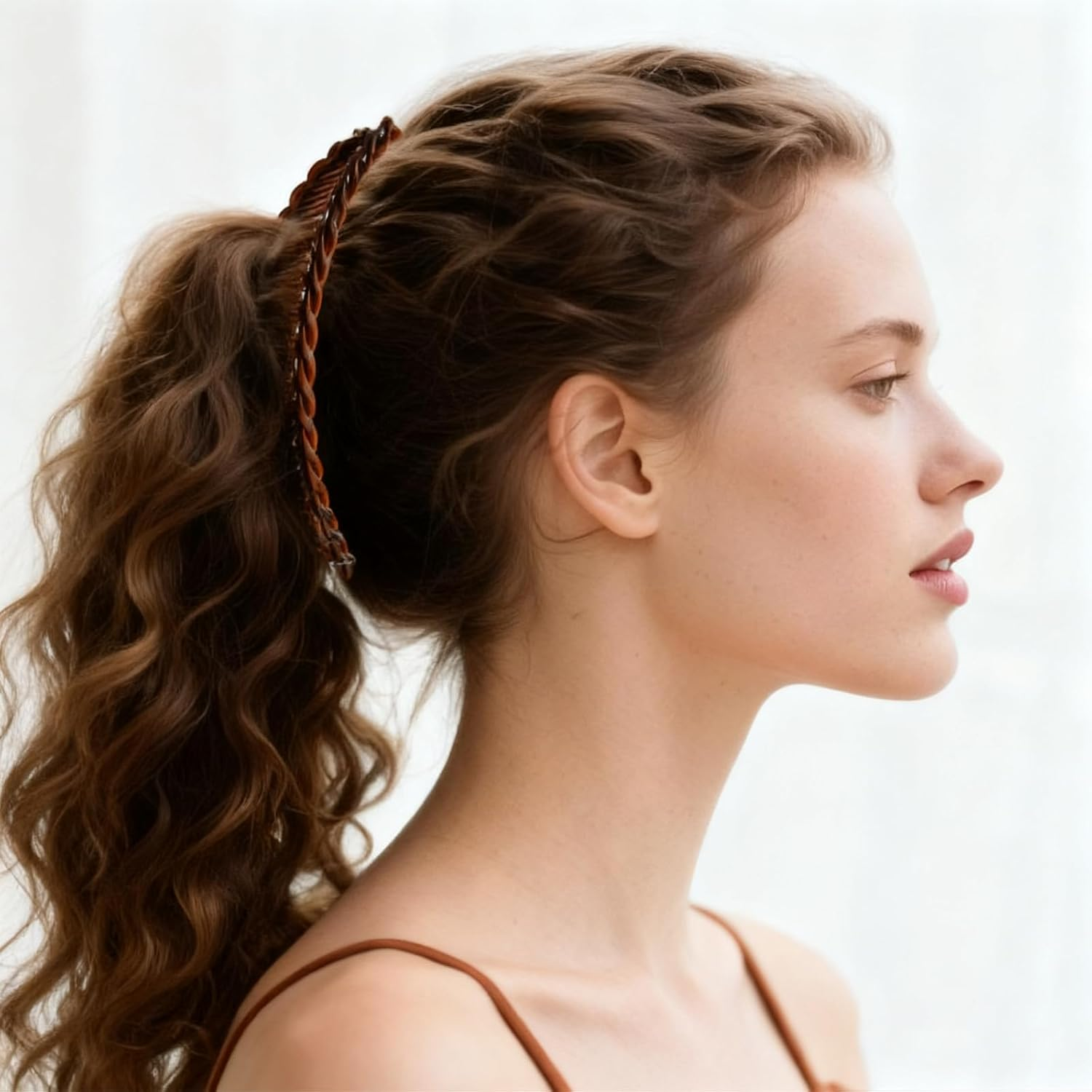 VOSSOT Pack of 4 Banana Clip Thick Hair, Hair Clips, Hair Clips, Banana Hair Clips, Claw Clip, Banana Hair Clips, Women'S Brown & Black & White & Transparent image number 4