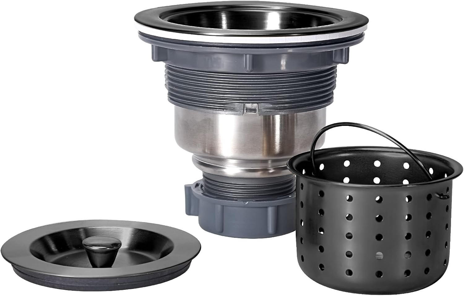 KONE K.ONE 3-1/2-Inch Kitchen Sink Drian Strainer with Removable Deep Waste Basket/Strainer Assembly/Sealing Lid, Stainless Steel, Kitchen Sink Strainer Garbage