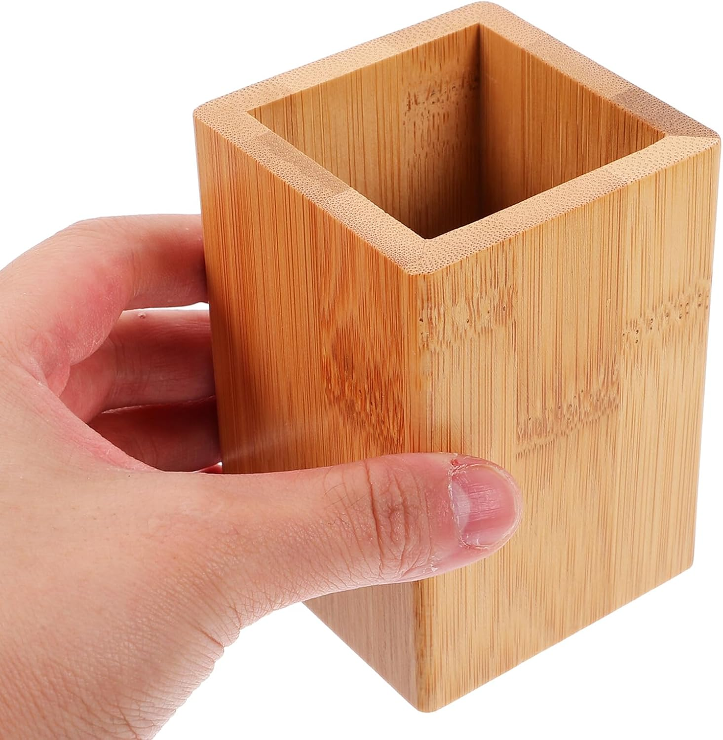 HORIALENCE 2Pcs Bamboo Pen Holder Small Desktop Organizer for Pens Makeup Brushes Multipurpose Pencil Storage Container for Home Office Desk Accessories image number 6