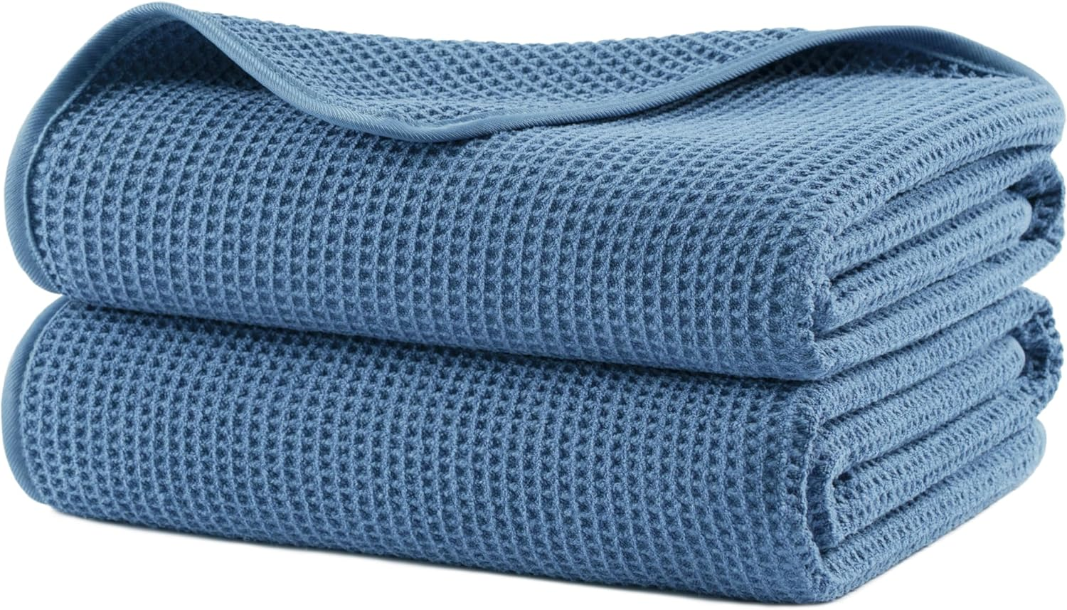 POLYTE 380 GSM Microfibre Oversize Quick Dry Lint Free Waffle Bath Towel for Body, 76.2 X 152.4 Cm, Set of 2