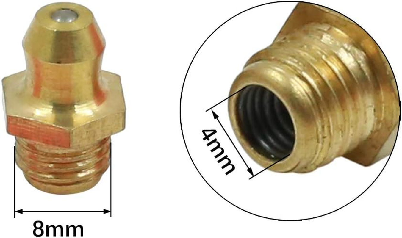 X AUTOHAUX Brass M6 M8 M10 Thread Straight Grease Nipple Fittings Kit for Car 5 Set image number 4