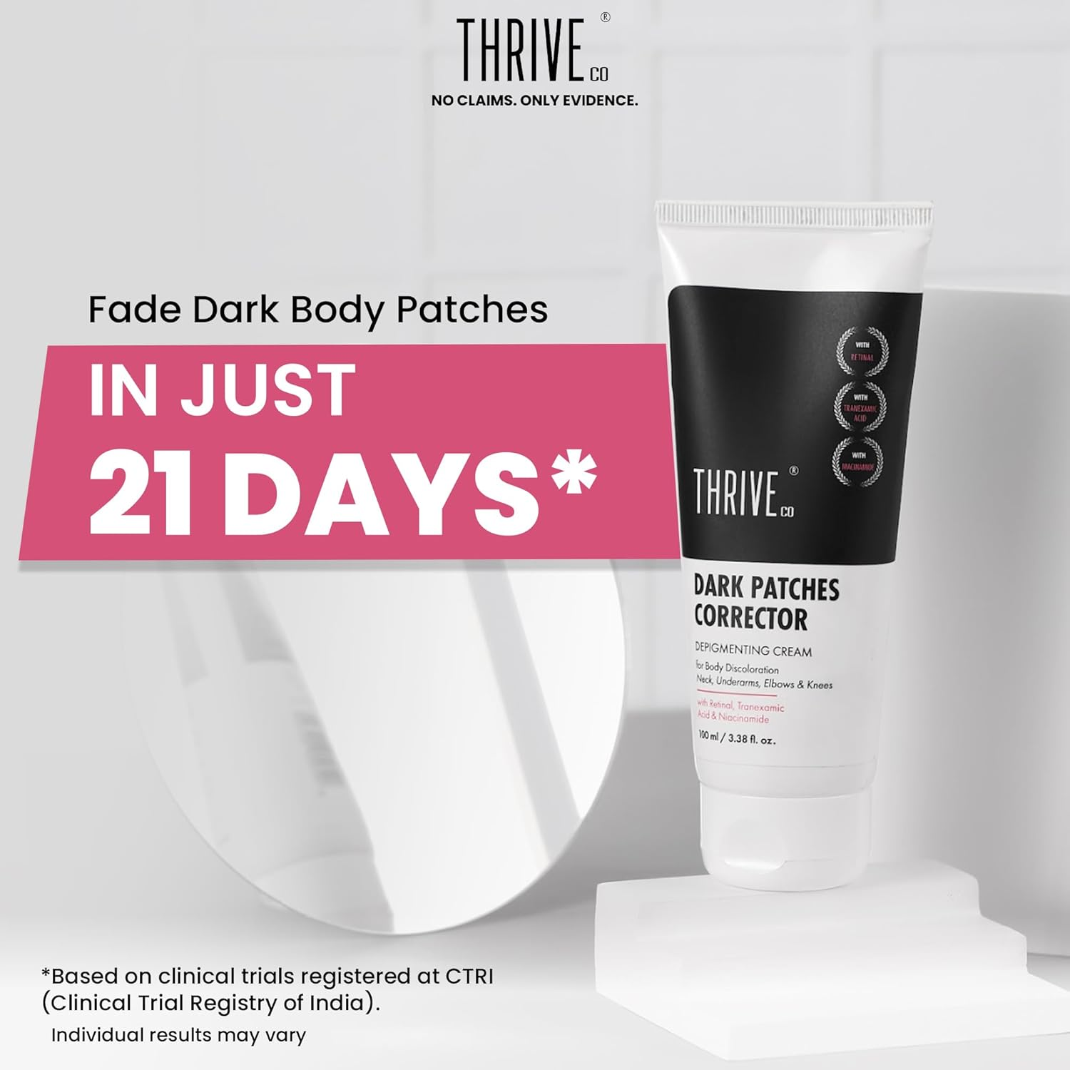 Thriveco Dark Patches Corrector, Depigmenting Cream, for Body Discoloration Neck, Underarms, Elbows & Knees, Non Sticky Triple Action Formula 100Ml Vegan Nonsticky Expert Formula image number 5