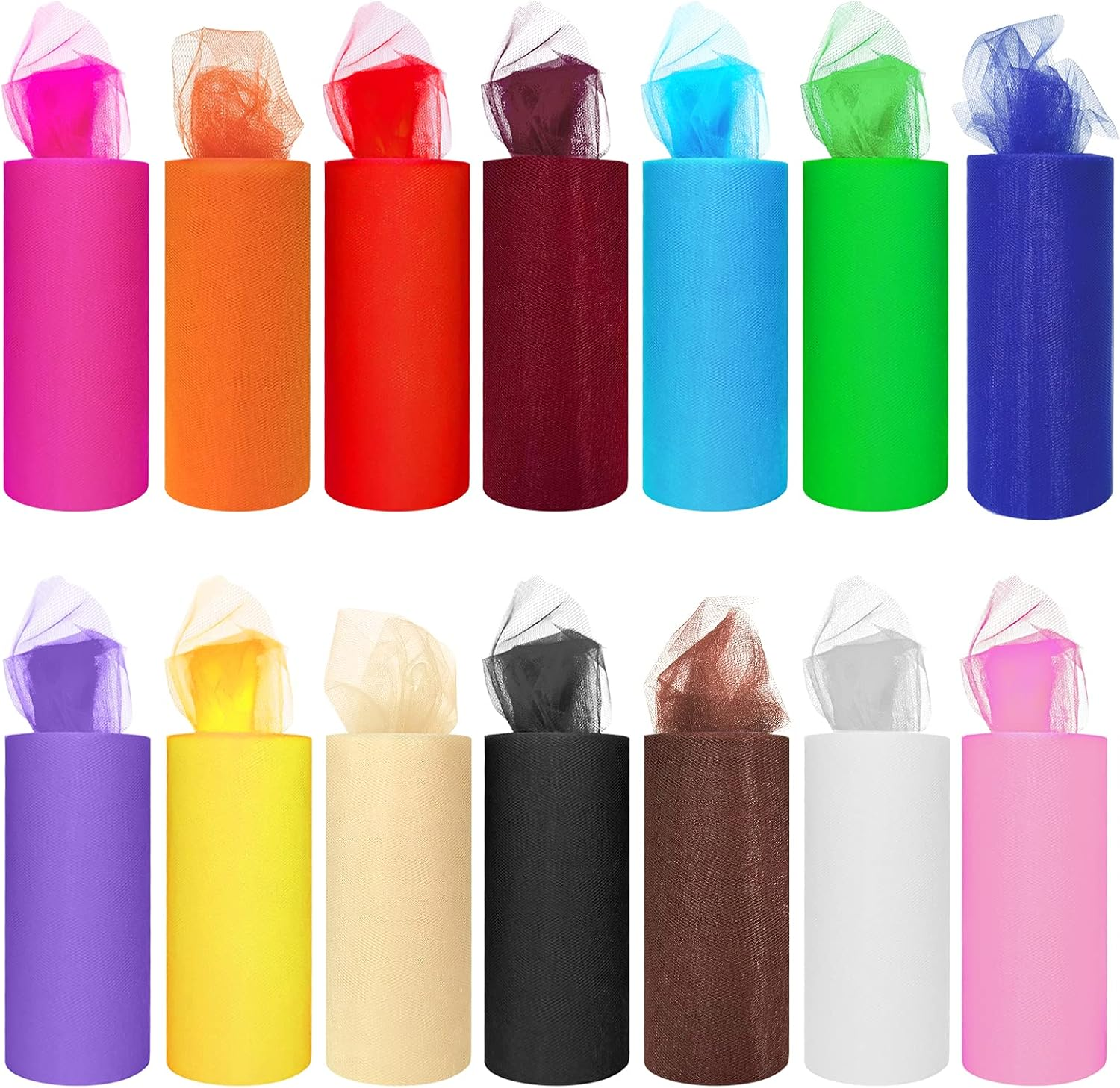 14 Colors Tulle Rolls 6&rdquo; by 25 Yards (75 Feet) Rainbow Tulle Netting Fabric Spool for DIY Tutu Skirt Gift Bow Craft Wedding Party Decorations image number 1