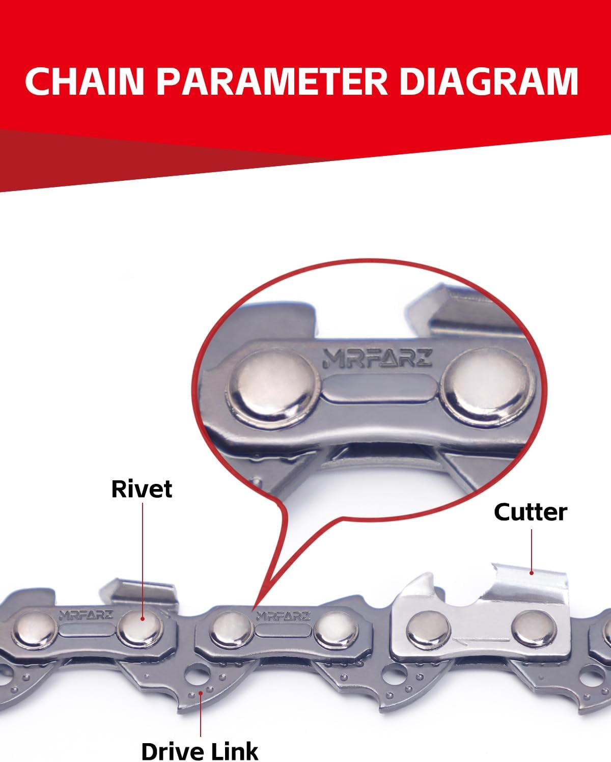 MRFARZ 14 Inch Chainsaw Chains 52 Drive Links 3/8" LP Pitch .043" Gauge Low-Kickback Semi-Chisel Replacement Saw Chains Fits 90PX52CQ,WG384,RY40502 and More-R52 (4 Chains) image number 6