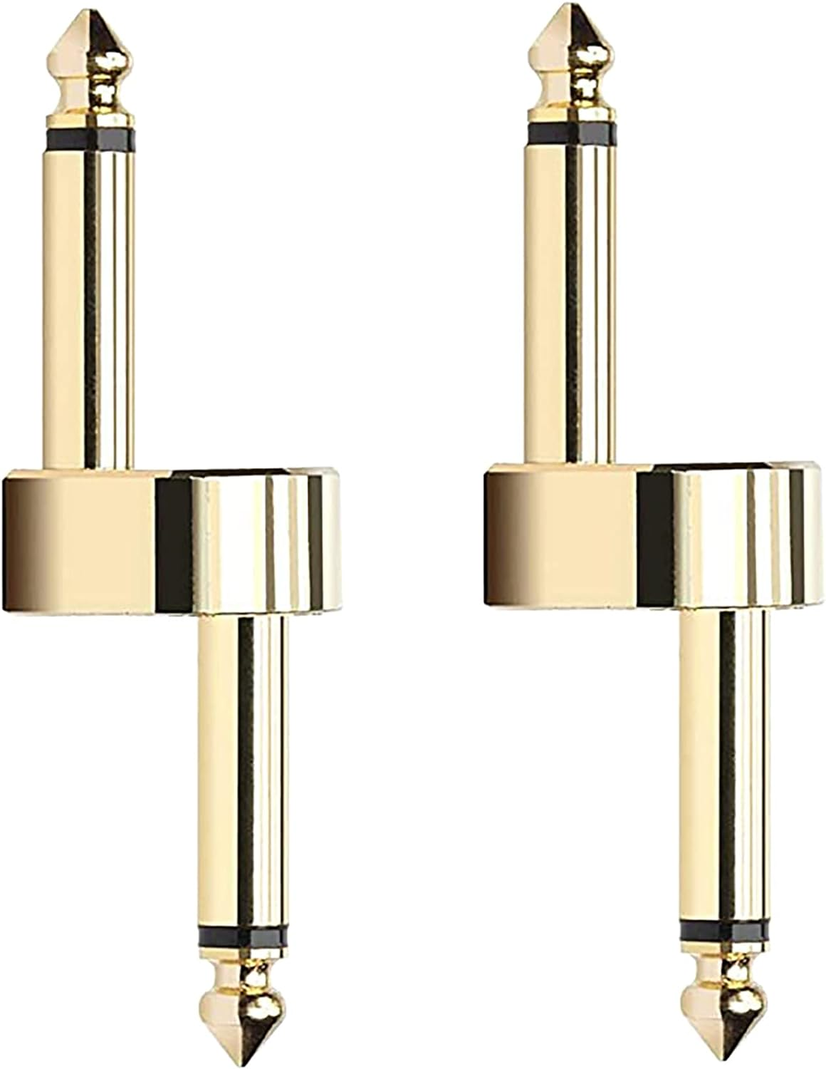 4Pack Tunghey 1/4 Inch Pedals Coupler Z Type 6.3Mm Guitar Pedal Connectors TS Copper Male Connector for Effect Pedalboard Space Saving Gold Plated image number 3