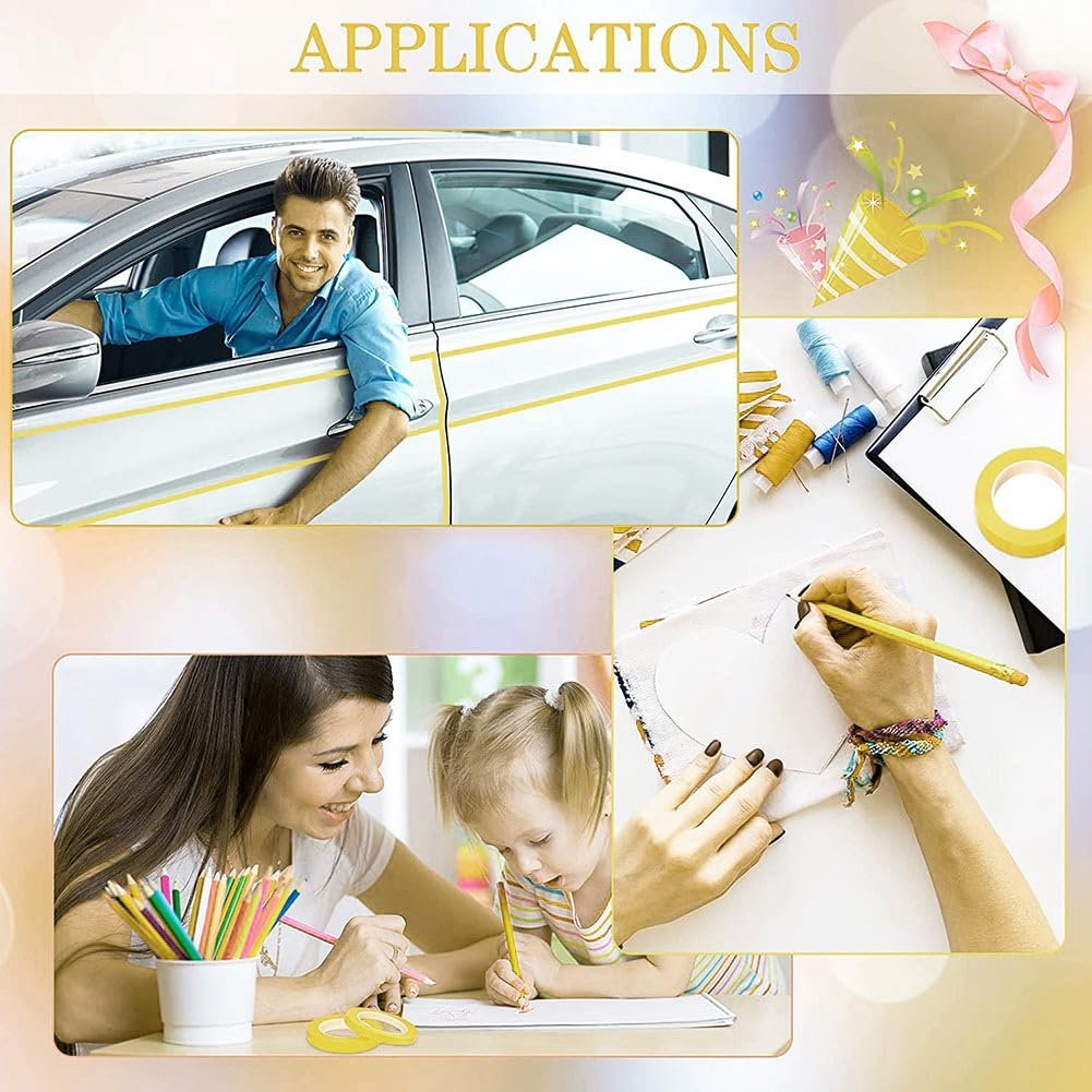 6 Rolls Fine Line Tape 1/16,7/10,1/8,1/4,1/2,3/4 Inch X 55Yard, Fineline Masking Tape, Painters Automotive Masking Tape image number 1