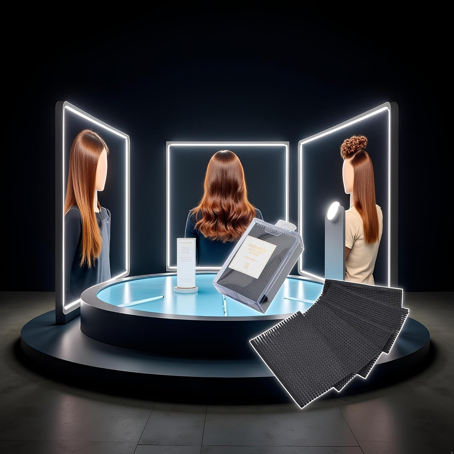 10 Pcs Black Square Plastic Magic Hair Styling Tool image number 4