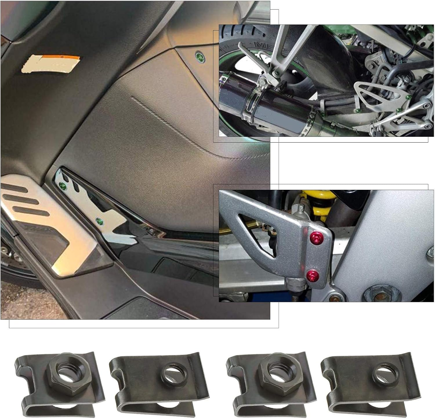 Emsea 40Pcs Motorcycle Fairing Bodywork M5 M6 Bolts & Spring Spire Speed Fastener Clip Nuts Kit Fit for Most Motorbikes Black image number 6