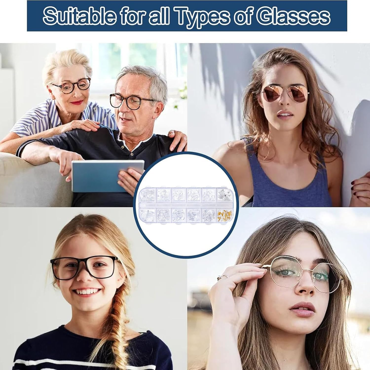 Glasses Nose Pads, Mijradge 12 Styles 60 Pairs Soft Silicone anti Slip Glasses Nose Pads, Glasses Repair Kit for Replace Nose Pads and Repair Glasses