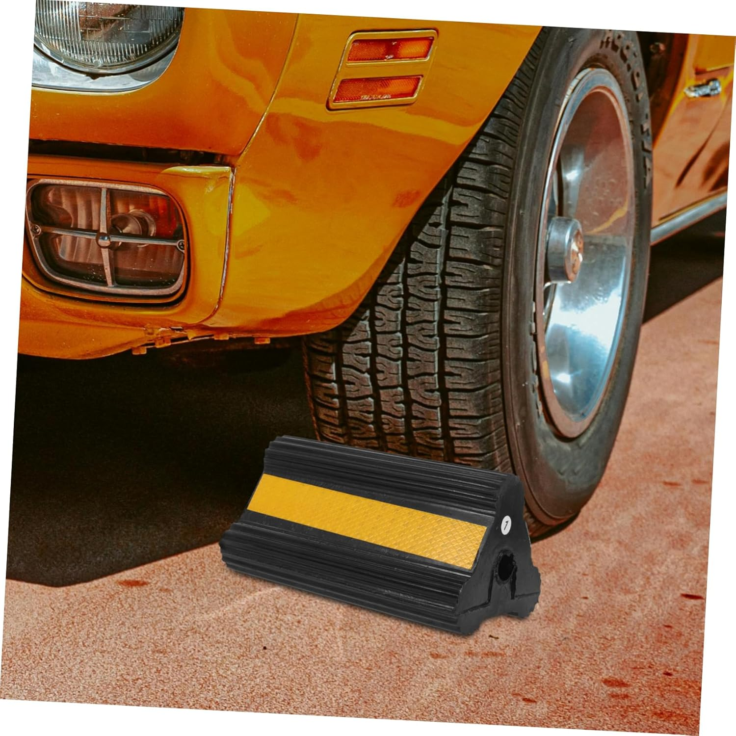 ORFOFE Rubber Wheel Stoppers Handle for Cars Trucks Non-Slip Tire Chocks for Trailer Wheel Chocks image number 4