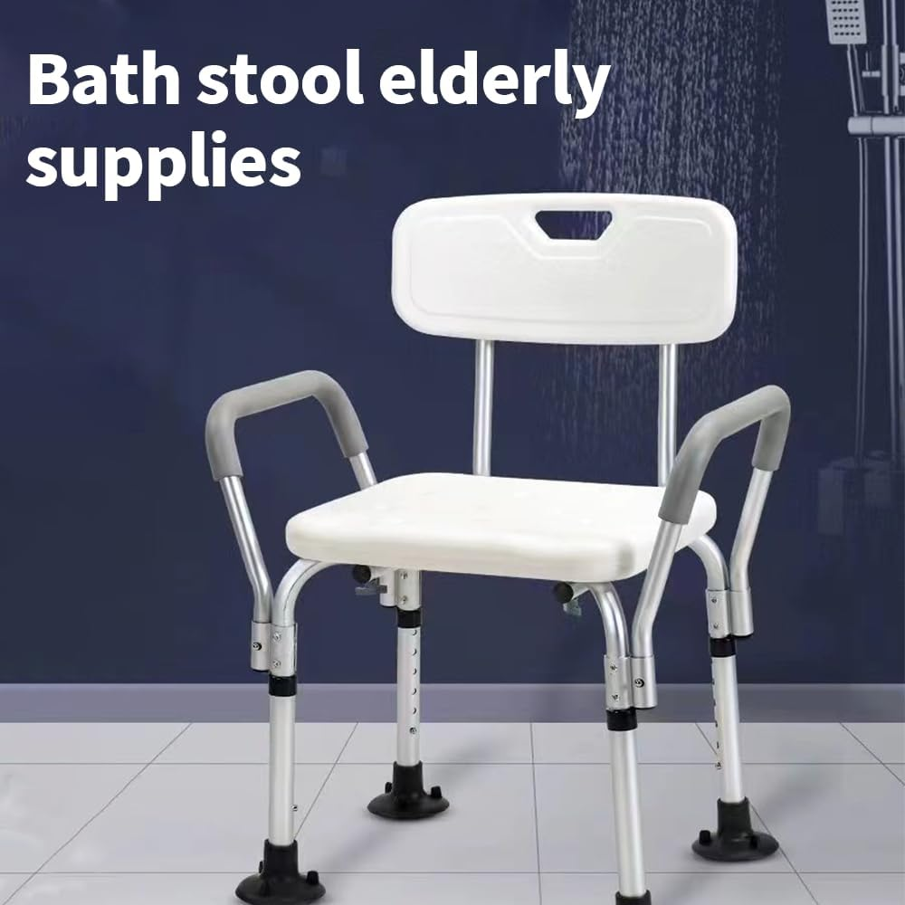 TOMVAES Shower Chair -Shower Seat with Back- Non-Slip Bathroom Bench Bath Chair- Shower Chairs with Arms for Handicap - Wide Shower Seats for Elderly Bathtub image number 3