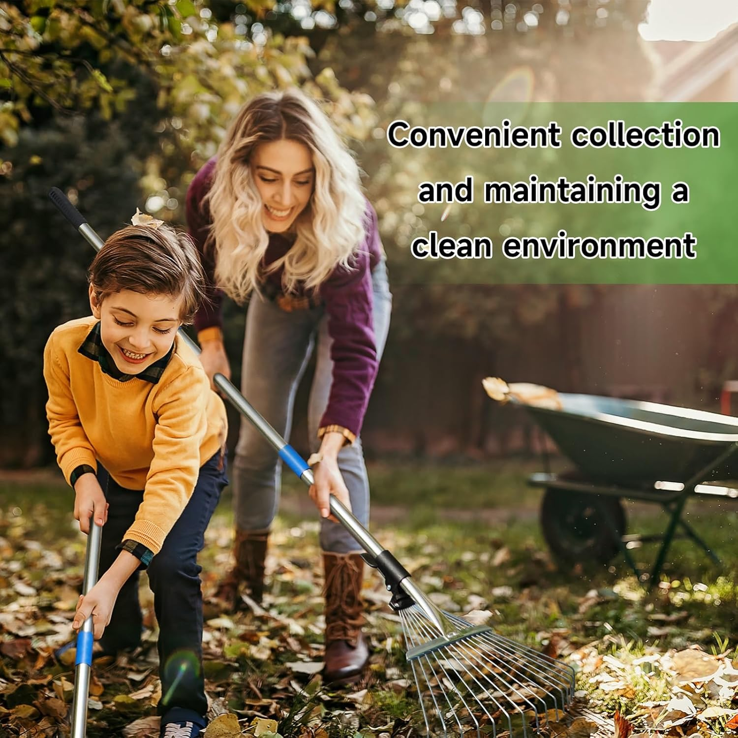 KOMCLUB Metal Rake 68&rdquo; ,Garden Expandable Leaf Rake with Adjustable Handle, Adjustable Head, Thatch Rake Leaf Collector, Rakes for Garden Lawn Yard Flower Bed Cleaning image number 6