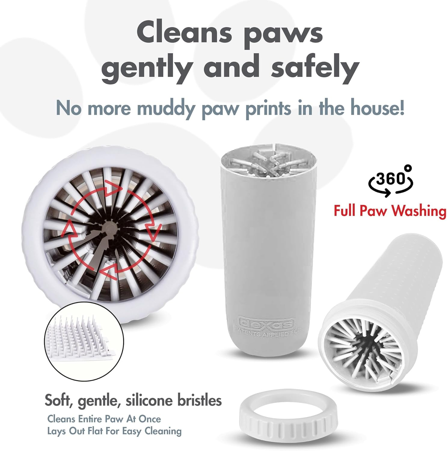 Dexas Mudbuster Portable Dog Paw Washer/Paw Cleaner, Large, Bright White- Special Edition (PW72032-22WP) image number 2