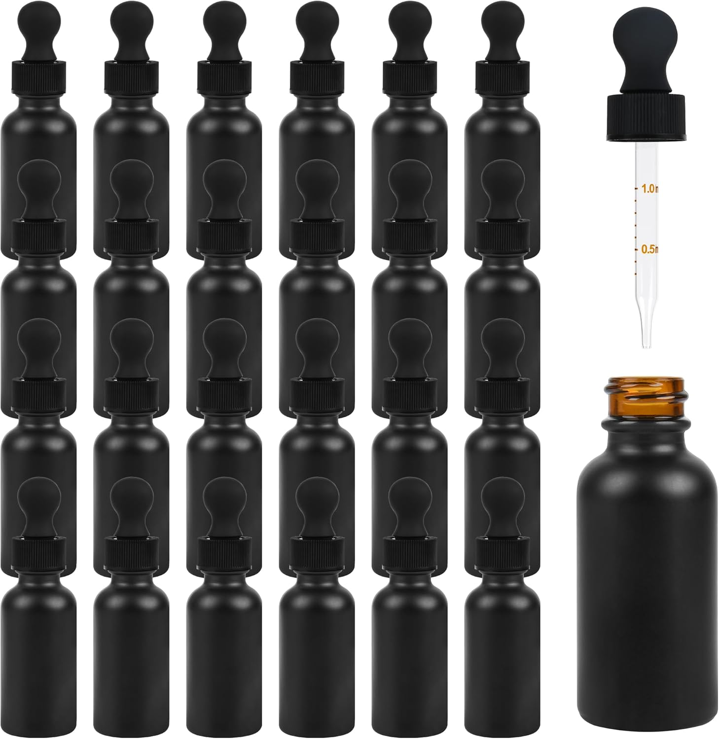 12 Pack Frosted Amber Dropper Bottles, 2Oz/60Ml Glass Tincture Bottles with Measured Eye Dropper, Leak Proof Travel Bottles for Essential Oils/Chemistry Lab Chemicals/Colognes & Perfumes