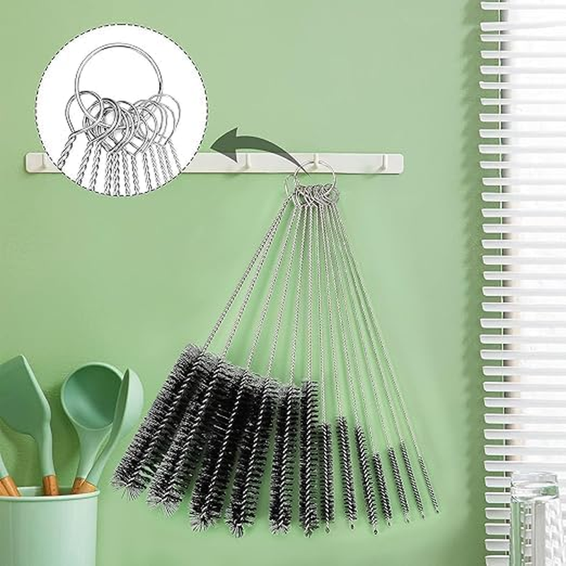 13-Piece Stainless Steel Flexible Cleaning Brush Set (22Cm) &ndash; Durable Stainless Steel Wire Brushes in Multiple Sizes (2-25Mm) for Straws, Bottles, Pipes, Tubes, and Drains
