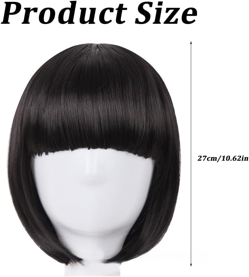 HREDZEO Black Wig Black Short Women, Black Wig Short Straight Wigs Straight Fringe Wigs Short Hair Wig Women for Carnival Cosplay Party image number 4