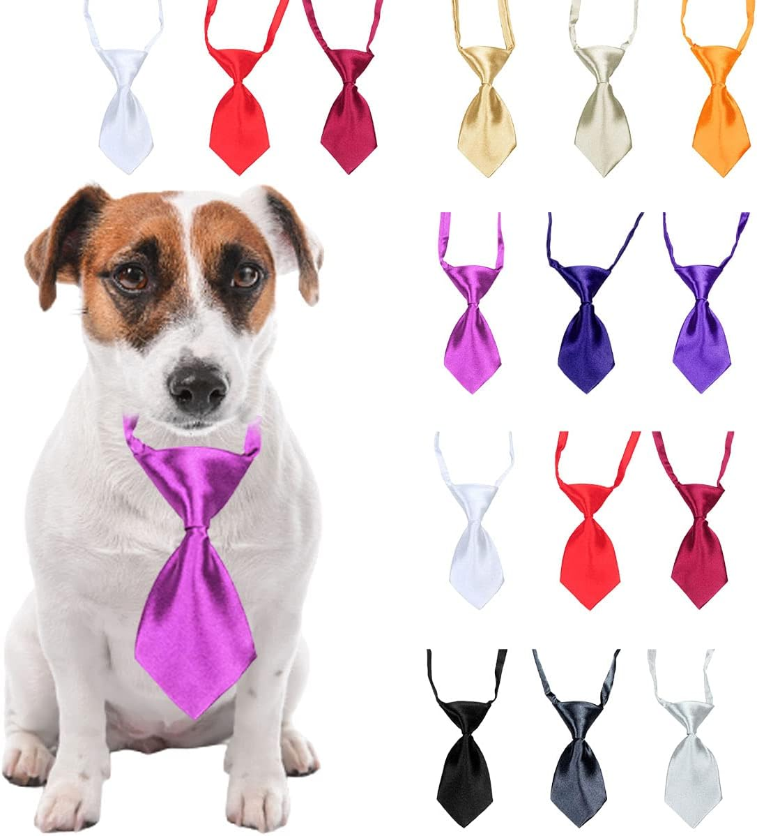 Wepetyo 10 Pcs Pure Color Pet Tie Dog Ties with Adjustable Collar for Dogs Cats Summer Party Decoration(Mixed Style) image number 2