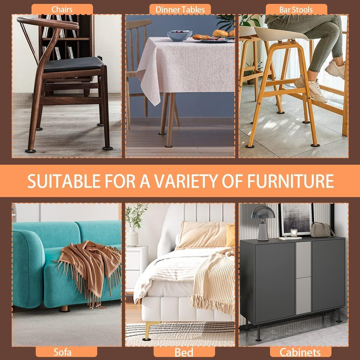 Silicone Non Slip Furniture Pads Furniture Coasters, 4Pcs 2.5Inch Non Slip Furniture Pads,Round Rubber Furniture Caster,Furniture Leg Protectors,Floor Protector Furniture Caster Cups anti Sliding Pads - Brown image number 2