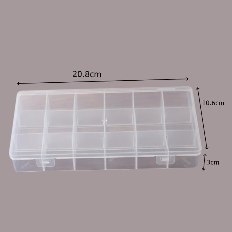 Wizefolk 18-Compartment Storage Box,Things Crafts Storage Box,Reusable Clear Bead Organizer Fishing Tackles Box with Adjustable Dividers for Tools，Jewelry Bead Organizer Box(20.8 X 10.6 X 3 Cm) image number 1