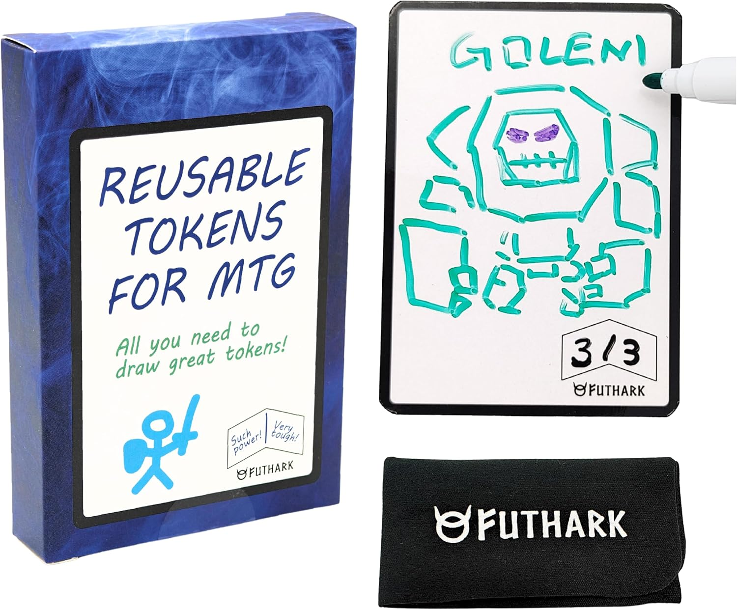 Futhark Dry Erase MTG Tokens Set of 50 Cards &ndash; Reversible Reusable Double-Sided Universal Tokens Proxy Cards for Magic: the Gathering, MTG Accessories, MTG Gift image number 2