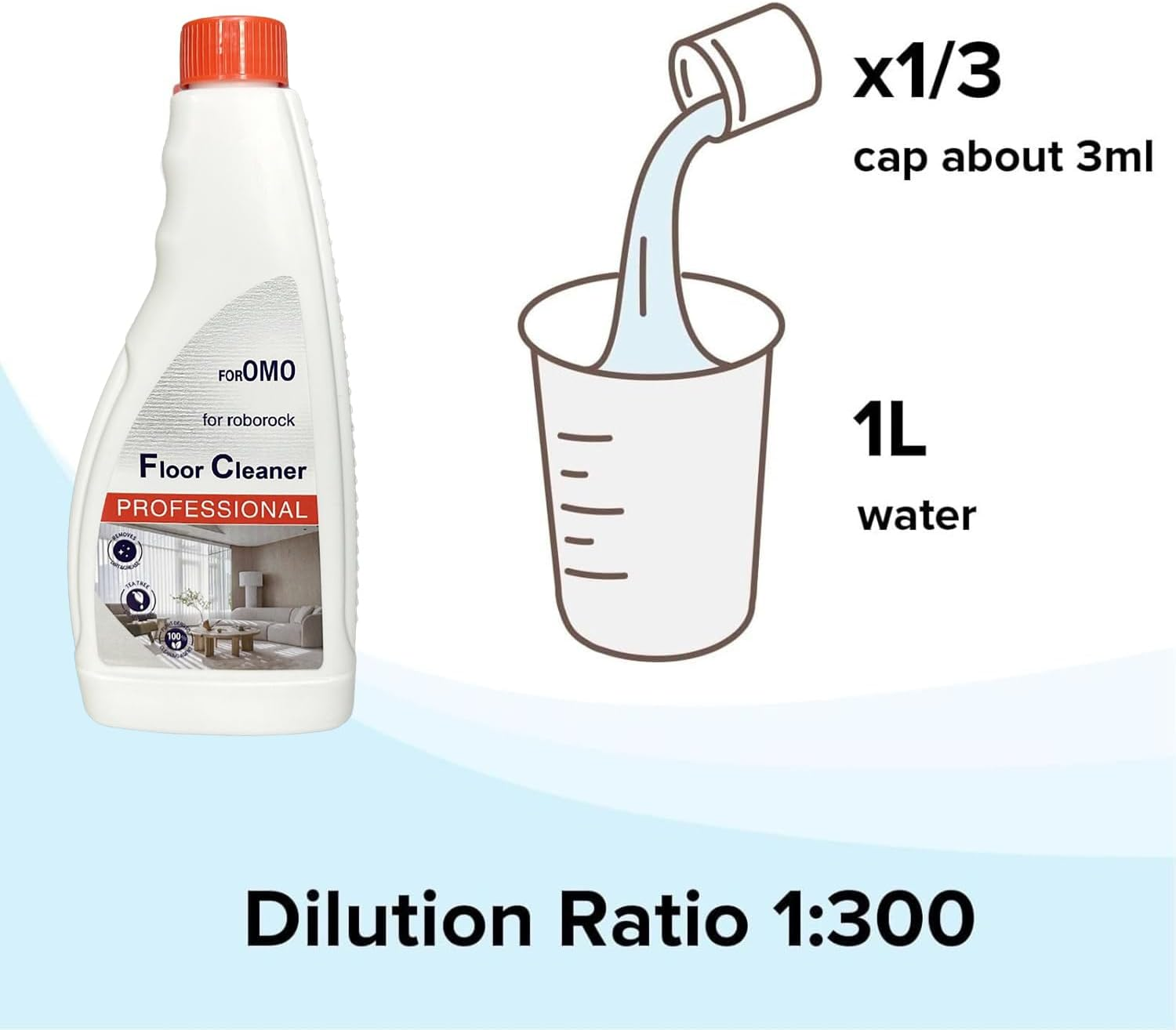 480Ml Floor Cleaning Solution, Compatible with Roborock Mopping Robots (S7, S8, Qrevo, Q7, Q8 Series), Sweeping Robot Cleaning Fluid for Multiple Floors, Pet & Kid Friendly, Anti-Stain& Fresh-Scented image number 5