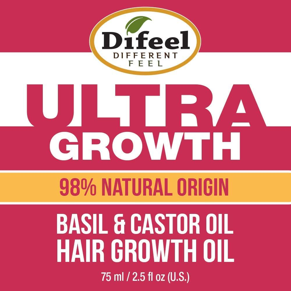 Difeel Ultra Hair Growth Oil Infused with Basil and Castor Oil 2.5 Oz. - Great Treatment for Hair Thinning, Grow Hair Fast image number 1
