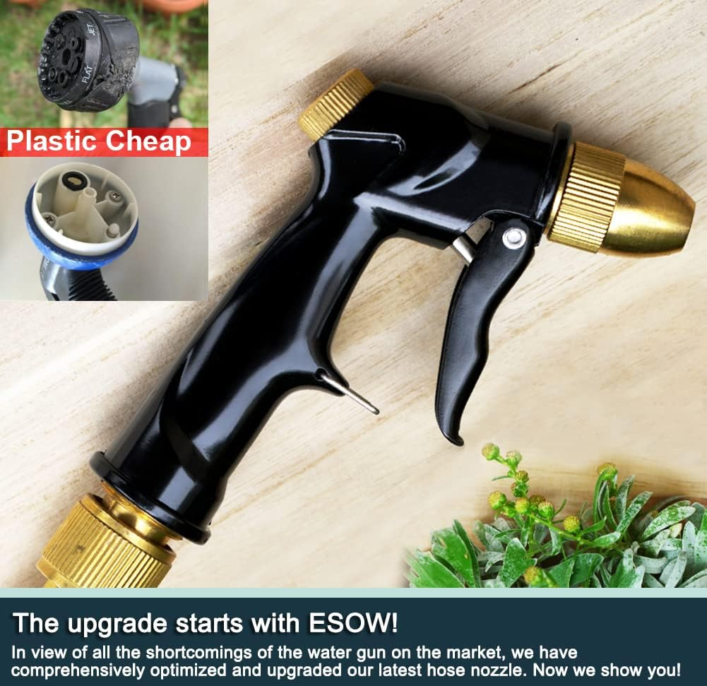 ESOW Brass Garden Hose Nozzle, Heavy Duty Metal Spray Gun with Full Brass Nozzle, Adjustable Water Flow, 3/4" Standard Hose Fitting, Perfect for Watering, Cleaning & Car Washing image number 5