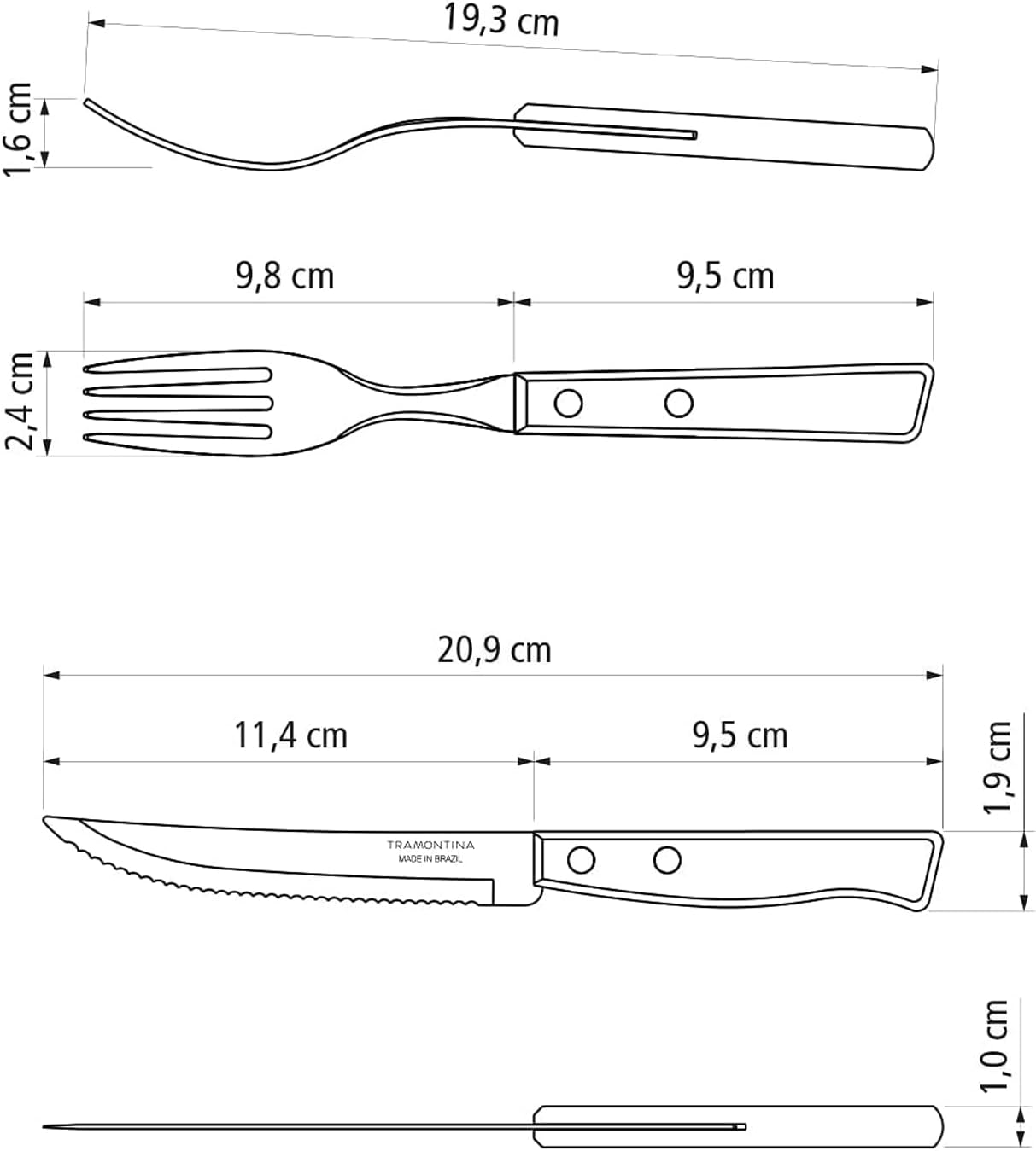 Tramontina Tradicional Stainless Steel 24-Pieces Flatware Set with Wood Handles image number 1